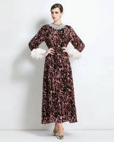Luxury Animal Print Pleated Dress